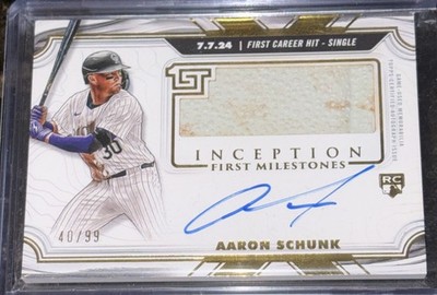 2025 Topps Inception Aaron Schunk 40/99 RC Patch Autograph First Milestones 