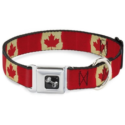 Dog Collar Bone Canada Flag Painted Small 9.5-13'' (US IMPORT)