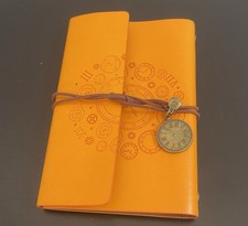 Vibrant Orange PU Leather Journal W/embossed Design Strap Closure, VTG Style,New