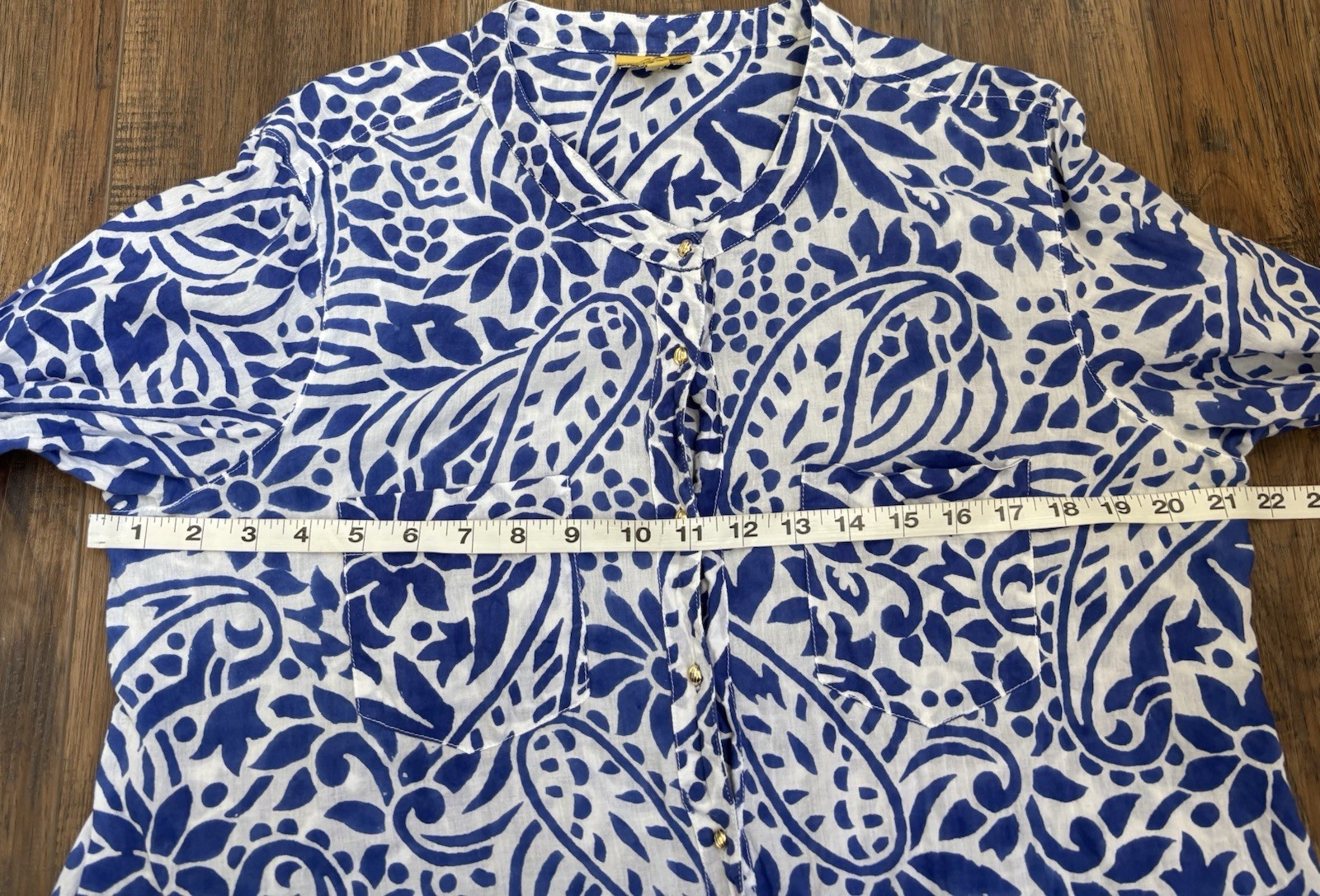 Roberta Roller Rabbit Button Up Tunic Blouse Flor… - image 9