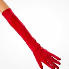 Red Opera Length Gloves Over the Elbow Nylon Stretch Formal Costume 17.5 Inch