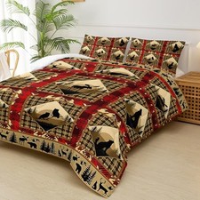 Red and Black Plaid Comforter Set  Size Bedding Set Animal Queen Y25432