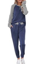 Ekouaer Women's Pajama Set Long Sleeve PJs 2 Piece Lounge X-Large, Deep Blue