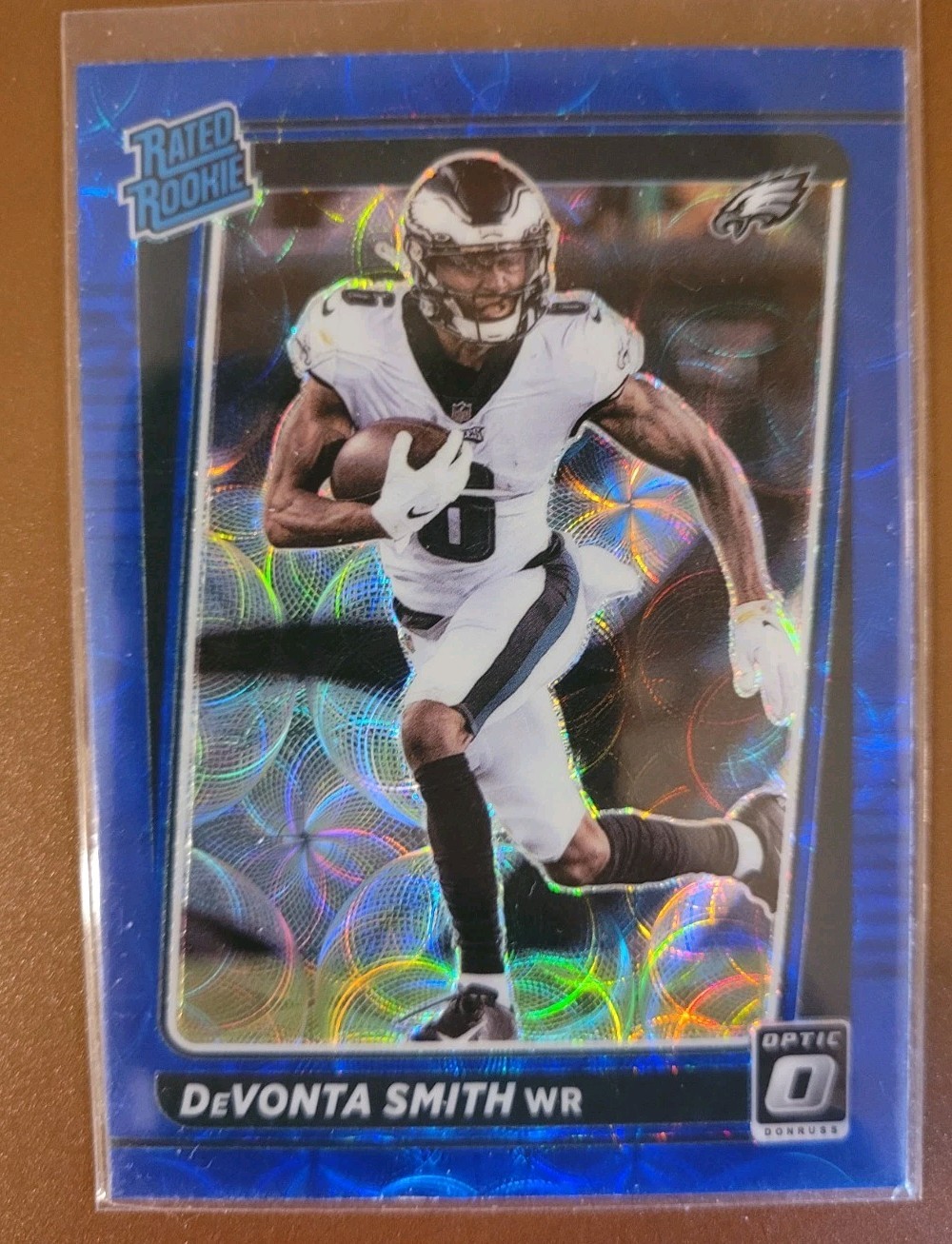 2021 Donruss Optic DeVonta Smith Blue Scope RC Rated Rookie #205 Eagles