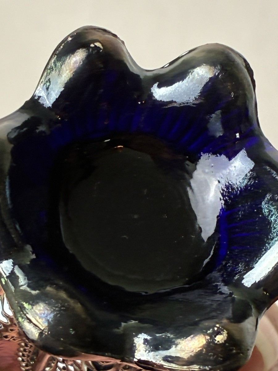 Fenton Salt And Pepper Shaker Set Cactus Cobalt Blue Carnival
