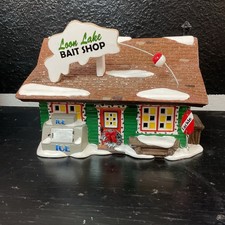 Dept 56 SV Loon Lake Bait Shop Original Snow Village #4030739 Lighted READ
