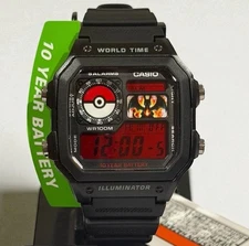 “Charizard Pokemon” -  Casio AE-1200WH - Custom Screen, With Pokeball