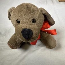 Animal Adventure Chocolate Lab Puppy Dog Plush Stuffed Animal 2017 Red Bow 8"