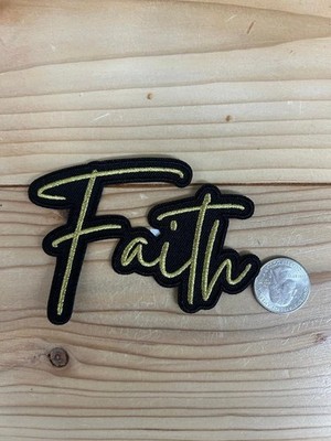 Christian Iron On Patch - Faith Gold BRAND NEW with FREE SHIPPING