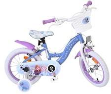 Image of Disney Frozen 2 Children's 16 Inch Bike - Blue/Purple with Removable Wheels