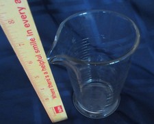 Vintage Large Laboratory Pint Glass Beaker Spout Graduated Impressed Measures