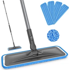 Microfiber Mops for Hardwood Floor Cleaning -  Flat Floor Mop with 4 Washable Pa