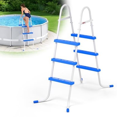 Heavy Duty Steel Frame Swimming Pool Ladder for Above Ground Pools, 3-Step