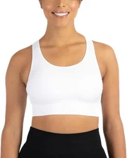 Medium White Member's Mark Women Sports Seamless Bra, Racerback Bra