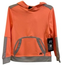 Russell Athletic Youth Hoodie Sz Small 6-7 Orange Gray Pullover Dri-Power NWT