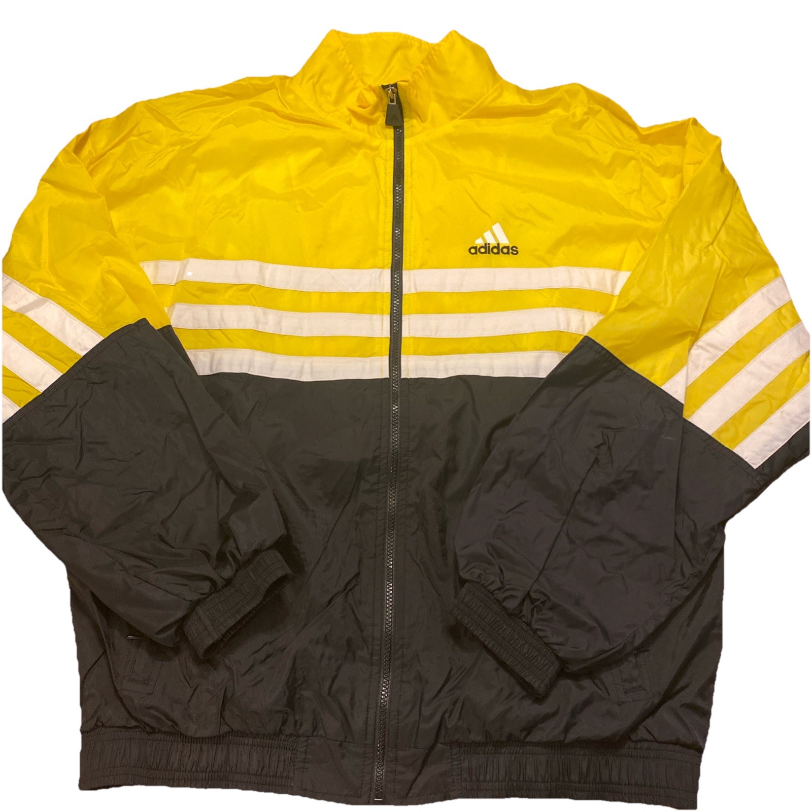 Vintage Adidas Full Zip Jacket Size Large Black/Yellow/White