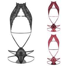 Women Bikini Bare Jumpsuit See Through Lingerie Cupless Leotard Mesh Bodysuit