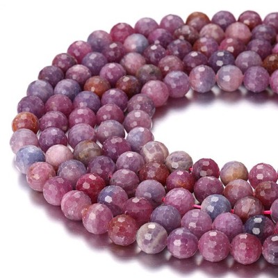 Genuine Ruby Faceted Round Beads 4mm 5mm 6mm 7mm 8mm 9mm 10mm 11mm 15.5'' Strand