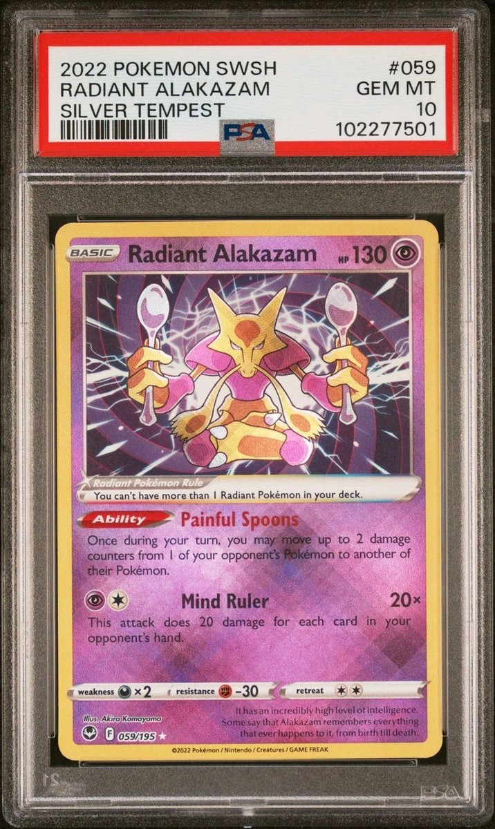 PSA 10 Gem Mint Radiant Alakazam 059/195 Sword & Shield - Silver