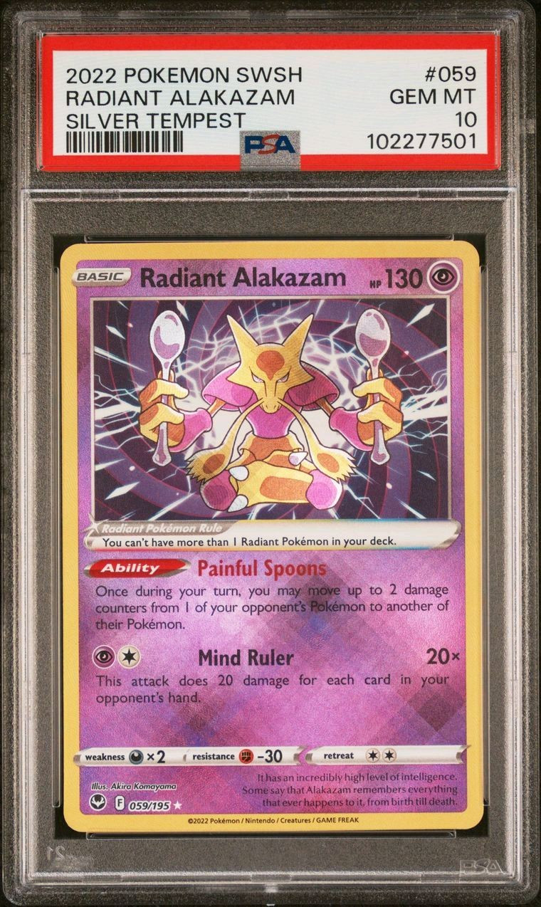 PSA 10 Gem Mint Radiant Alakazam 059/195 Sword & Shield - Silver