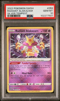 PSA 10 Gem Mint Radiant Alakazam 059/195 Sword & Shield - Silver