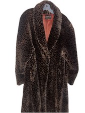 Vintage FUNFUR Canada Faux Fur Leopard Print Long Coat Jacket Size Large Nice