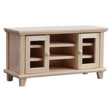 Mueble TV con Puerta Miniatura Sin Acabar Mueble TV Madera para Habitación Modelo