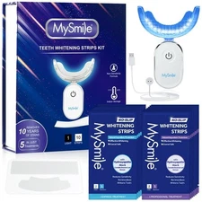 MySmile 28pc Teeth Whitening Strips Kit with 28LED Light Whitestrips Enamel-Safe