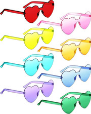 8 Pairs Heart Shaped Sunglasses Rimless Heart Glasses Candy Color Sunglasses for