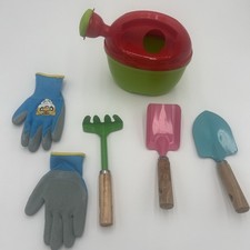 Kids 5 Pcs Gardening Tool Set Metal Sturdy Wooden Handles 2 Pk New W/ PE Water..