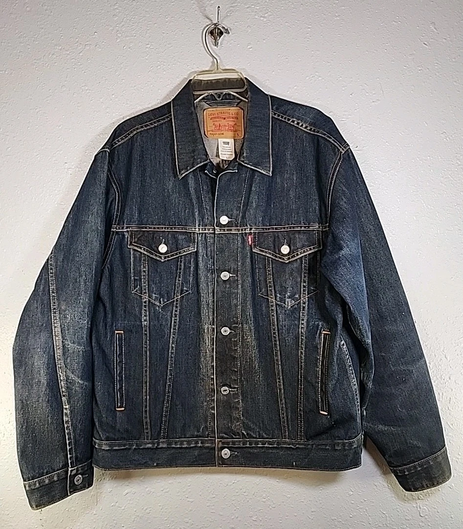 Levi’s Trucker jacket Mens Large Perfectly Distressed, Jean, Denim