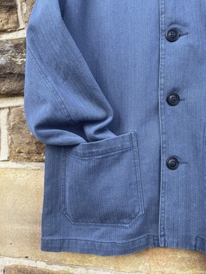 ジャケット・アウター 60s French work cotton work jacket 60s Style French Navy Blue Indigo Cotton Twill Canvas Chore
