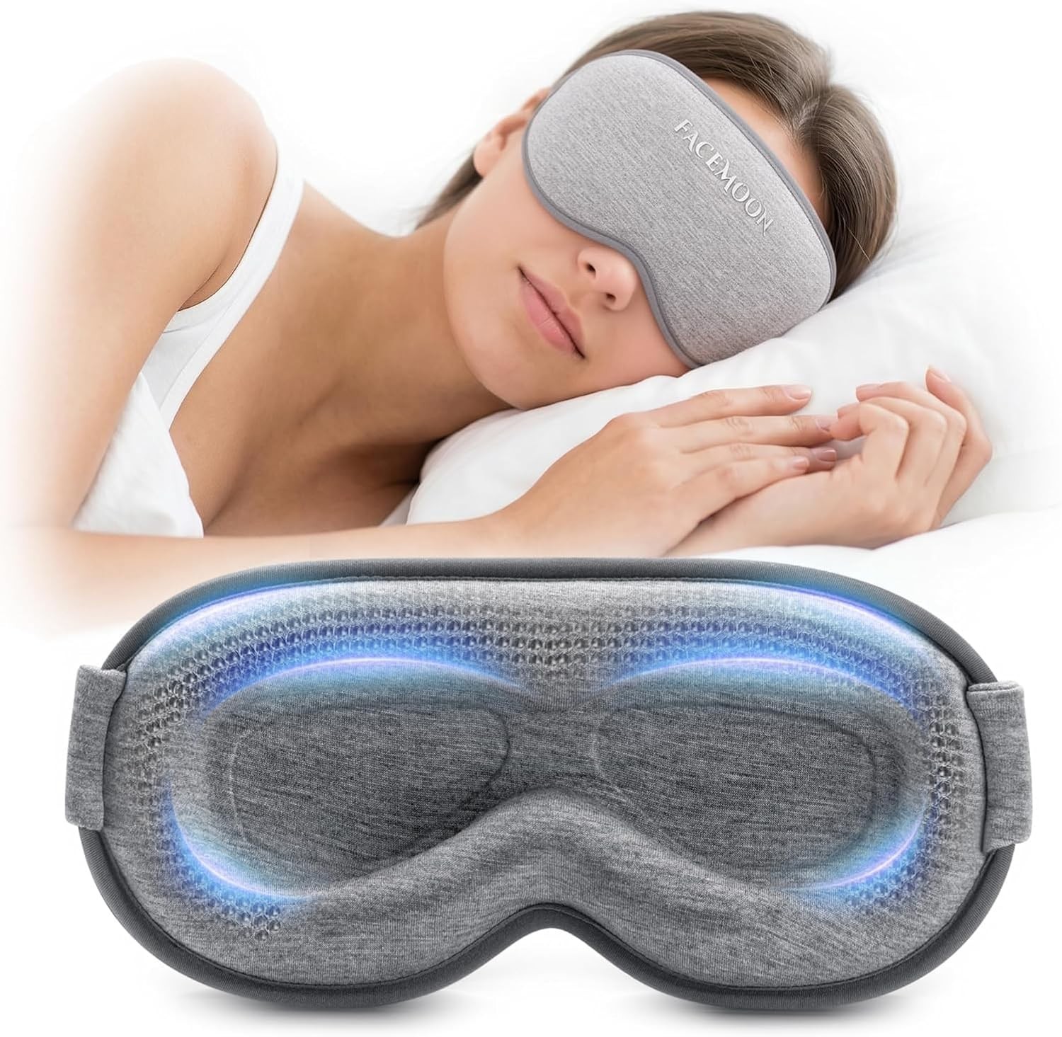 Weighted Eye Mask for Sleeping - 3D Blackout Sleep Mask Gray, Zero Eye