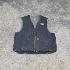 Vintage Carhartt V26 BLK Men s 2XL Canvas Zipper Vest Faded Black Sherpa Lined