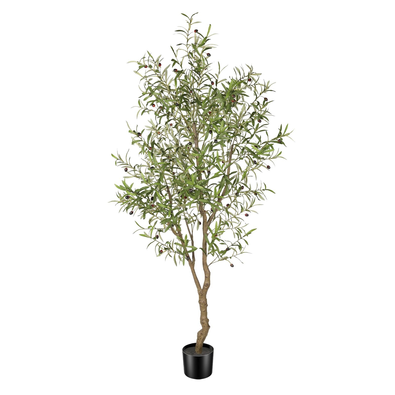 7ft Faux Olive Tree - Fake Potted Olive Silk Tree with Planter Natural Olive ...