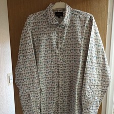 Simon Carter MENS Cotton L/S Shirt Retro hotair balloons print VGC Size17.5"44cm