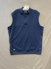 Adidas 1/4 Zip Golf Vest Men  s Large Blue Pullover Fleece Mock Neck Stretch