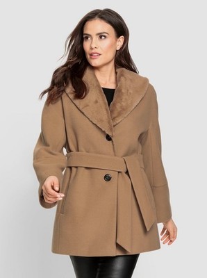 Jacke Beige 44 HEINE Damen Outdoorjacke mit Kunstpelz am Kragen - 3.286