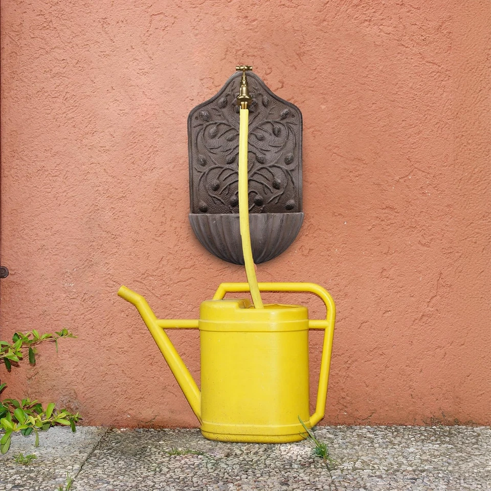 Wall Fountain with Tap Garden Sink Cast Iron 40 X 24 X 15 Cm Antique Brown - image 2 of 4