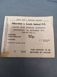 TICKET HIBERNIAN v LEEDS UTD Nov 1973 UEFA CUP