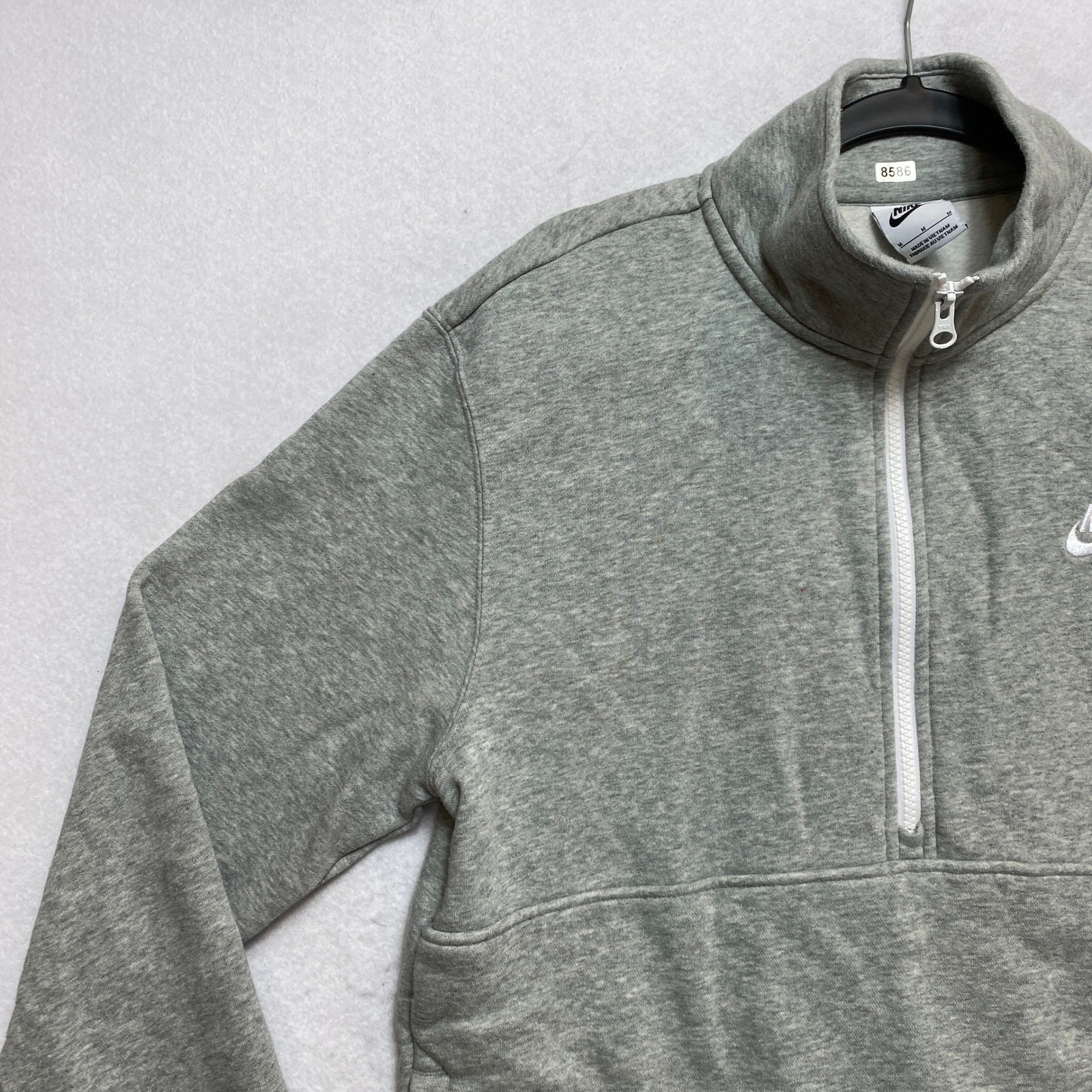 Nike Sportswear Quarter Zip Sweatshirt Mens M Gray Swoosh Pullover CU4383 thumbnail 5