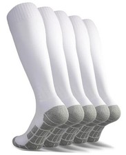 Soccer Socks 1/3/5 pairs Team Sport Knee High Socks for Small 5-pair White