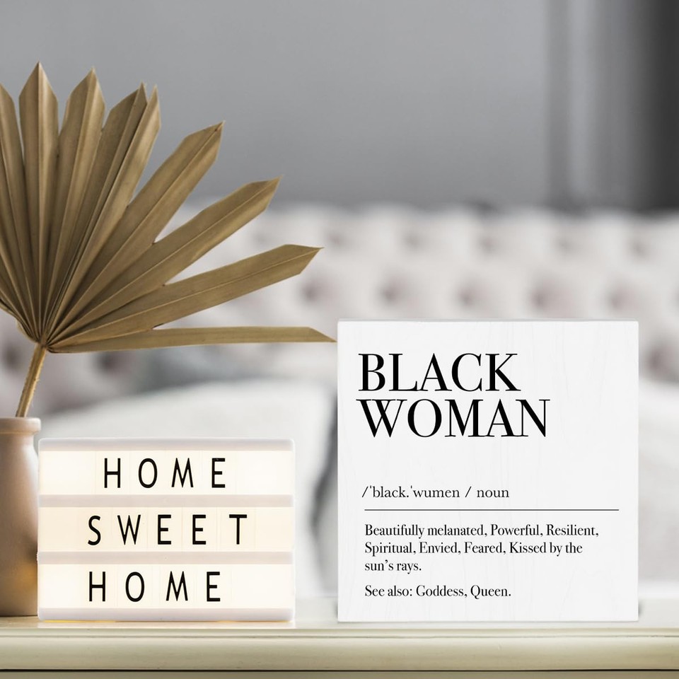 Black Woman Definition Decorative Wooden Box Sign Positive Affirmations ...
