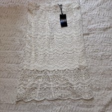 Monroe  Main Ivory Lace Midi Skirt  Tiered  Cottagecore  Bridal  NWT
