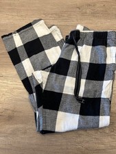 Old Navy Women  s Pajama Pants Black/White Plaid Cotton Elastic Waist Size Medium