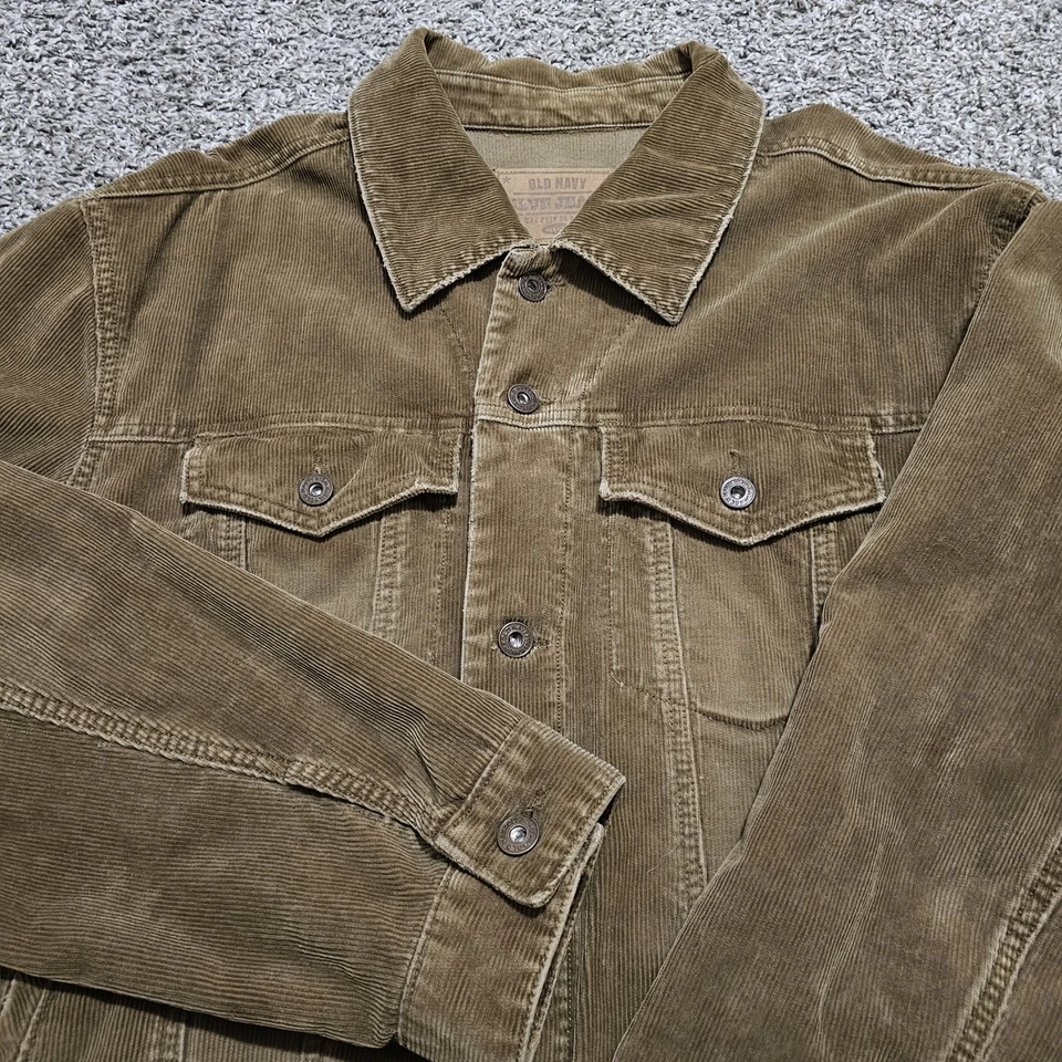 Chaqueta de mezclilla para hombre Old azul marino de pana marrón talla XL desgastada mangas largas Foto 2 de 4