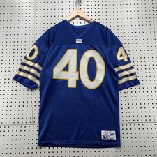 Vintage 80s Champion Football Jersey Mens Large Blue 40 Mesh Made USA