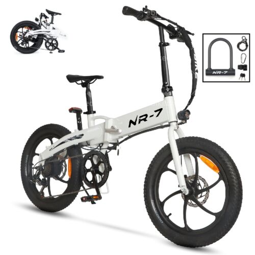 White E-bikes Bike Adults 20" Bicycle Electric Foldable Ebike Folding Commuter L