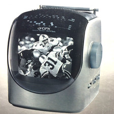 Vintage Black  White 5 1/2" GPX TVP2 Portable TV With AM FM Radio Gray
