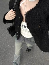 New Black Elegant Style Tweed Blazer Jacket - Trendy Vintage Style Outfit| High